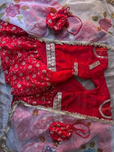 Adhira Set - Kids Red Embroidered Sharara Suit photo review